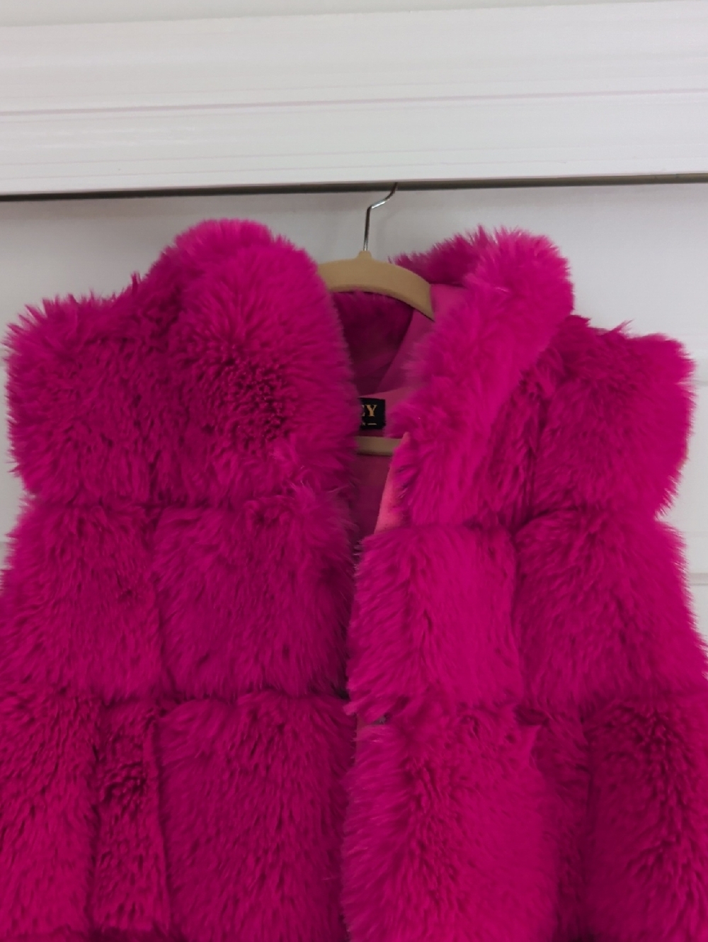 Jayley Collection Plush Faux Fur Vest - Hot Pink - Picture 3 of 6